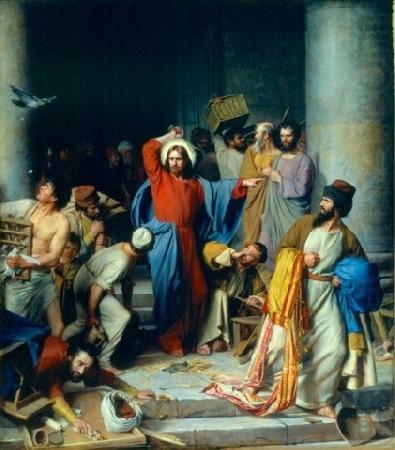 Jesus casting out the money changers at the temple, Carl Heinrich Bloch